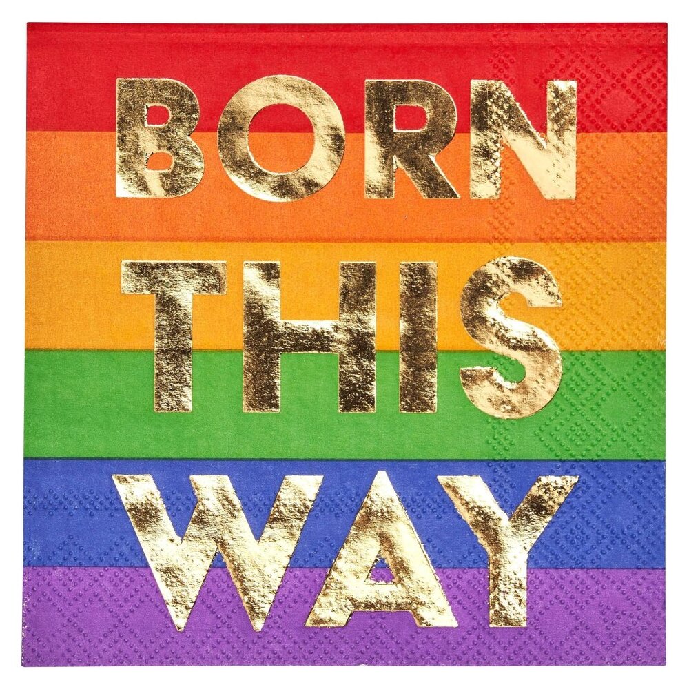 BORN THIS WAY Rainbow Cocktail Napkins (2 packs) 40 napkins Pride / GLBT